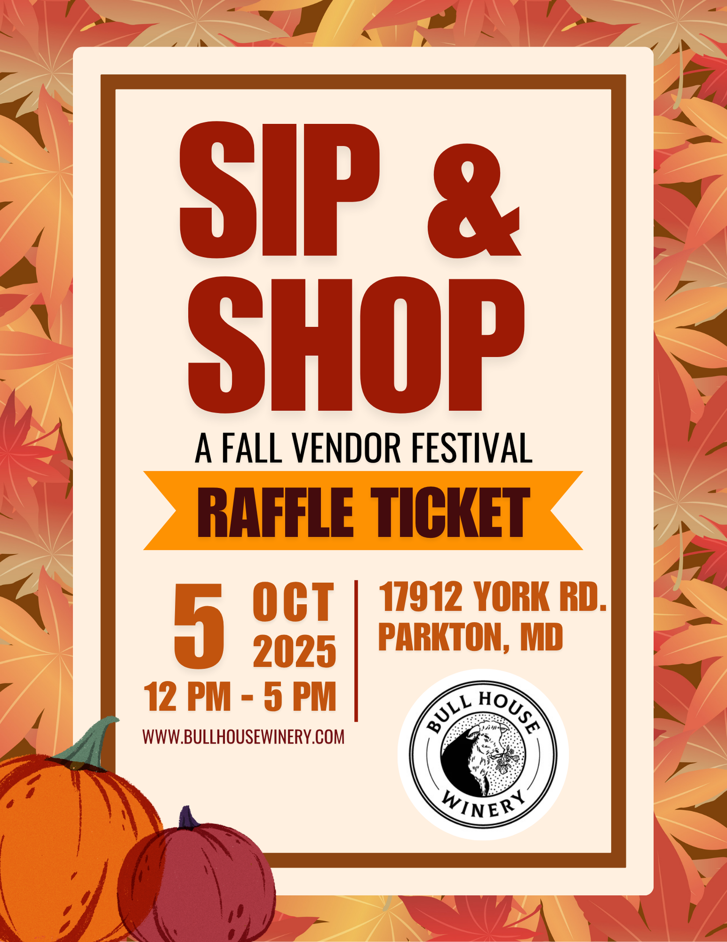 Sip & Shop Raffle Tickets | Glass of wine AND Chance to WIN vendor goodie basket